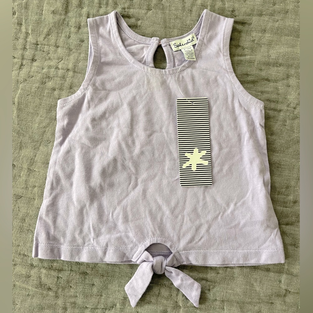 NWT Splendid Girls’ Lavender Tank Top tie bottom 6-12 months cotton modal blend